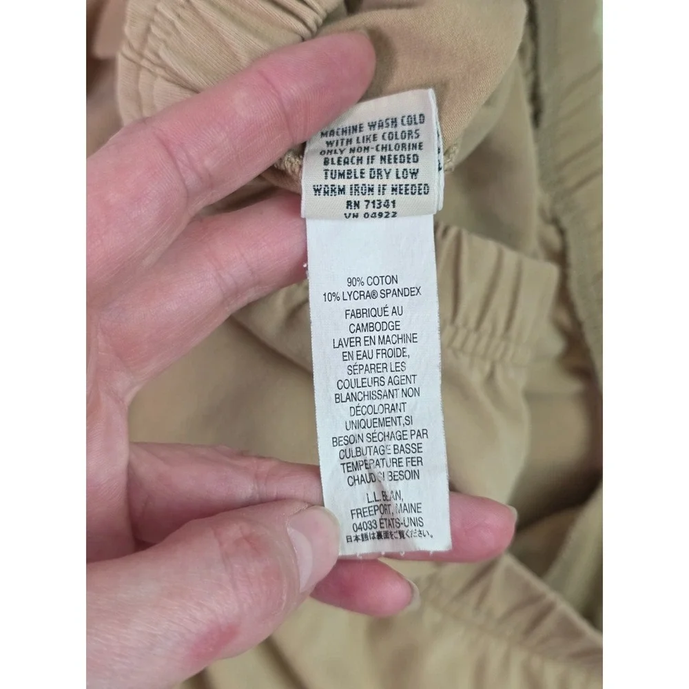 L.L. Bean Women's Jersey Pants‎ Size L Beige Tan Perfect Fit Straight Pull-On